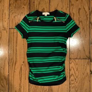 Like New Michael Kors Striped Zipper Shirt